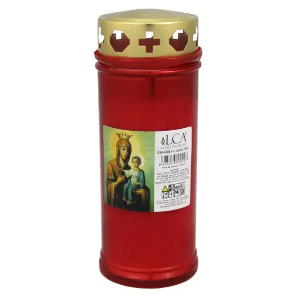 Candela Plastic cu Capac Anti-ploaie Rosu, 72 Ore