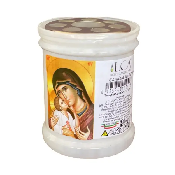 Candela Plastic cu Capac Anti-Vant Alb, 32 Ore