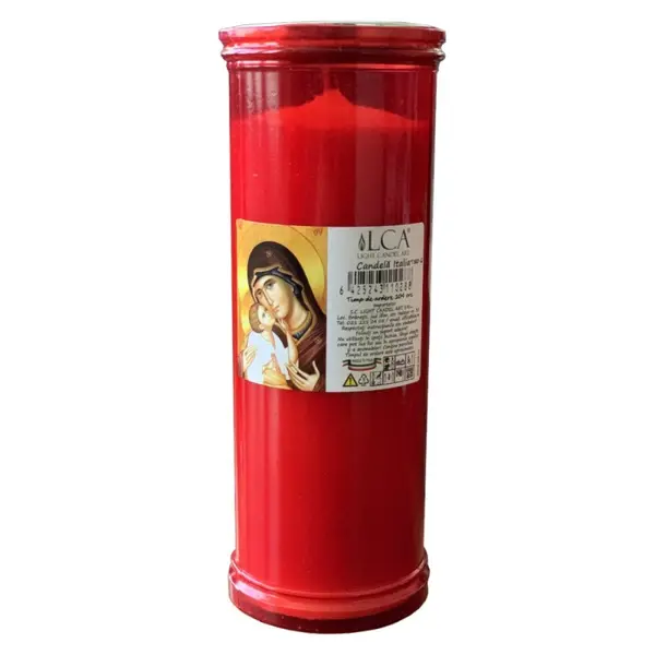 Candela Plastic cu Capac Anti-Vant Rosu, 104 Ore