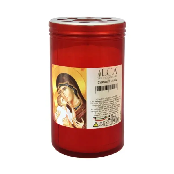 Candela Plastic cu Capac Anti-Vant Rosu 50 Ore