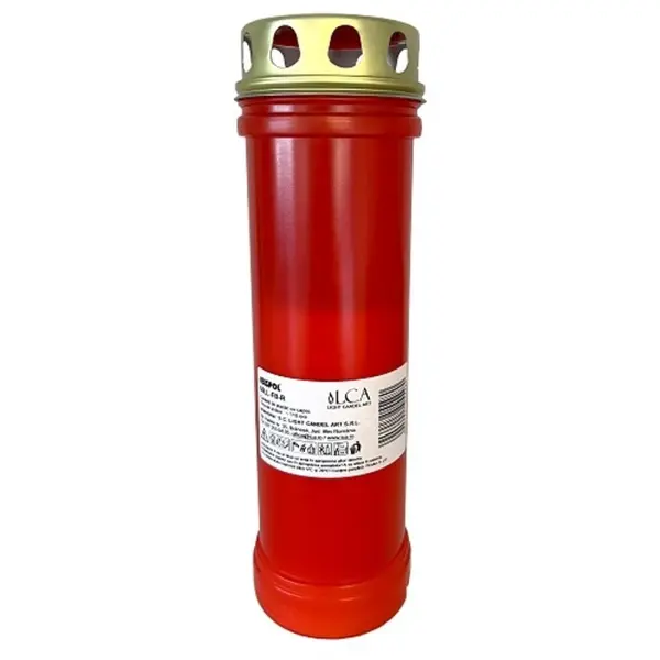 Candela Plastic cu Capac, Rosie, 110 Ore, Bispol