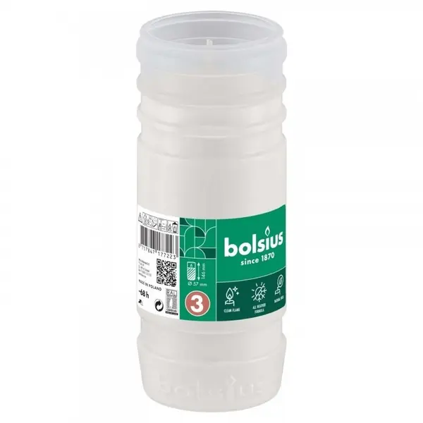 Candela Rezerva Bolsius Nr. 3 DNI Premium, Timp Ardere 68 Ore, Alba