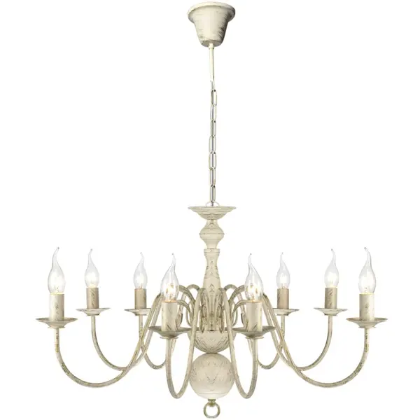Candelabru alb de metal in stil antic 8 x becuri e14