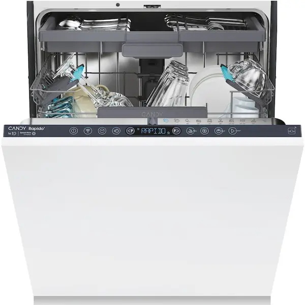 CANDY Masina de spalat vase incorporabila Candy Rapido CI 6B4S1PSA, 16 seturi, 10 programe, Clasa B, Motor Inverter, Wi-Fi, Bluetooth, 3 cosuri, Power Wash, Automatic open door, Add-dish, Wash&Dry 35’, Maxi Tub, 60 cm