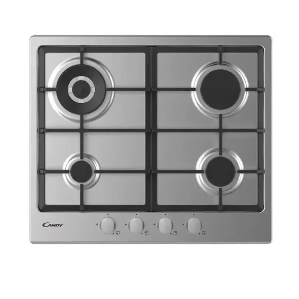 CANDY Plita incorporabila Candy CHG6BR4WX, Gaz, 4 Arzatoare, Aprindere electrica, Siguranta arzatoare, Inox