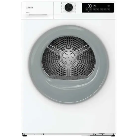 CANDY Uscator de rufe slim Candy GDS 7N2G-S, clasa D, 7 kg, pompa de caldura, AI Smart Move, Soft Touch, Alb-hublou gri