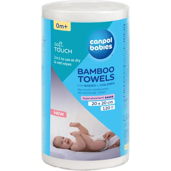 Canpol babies Bamboo Towels prosoape de unică folosință 0m+ 20x20 cm 120 buc