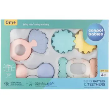 Canpol babies Pastels jucărie zornăitoare pentru dentiție set cadou 0m+