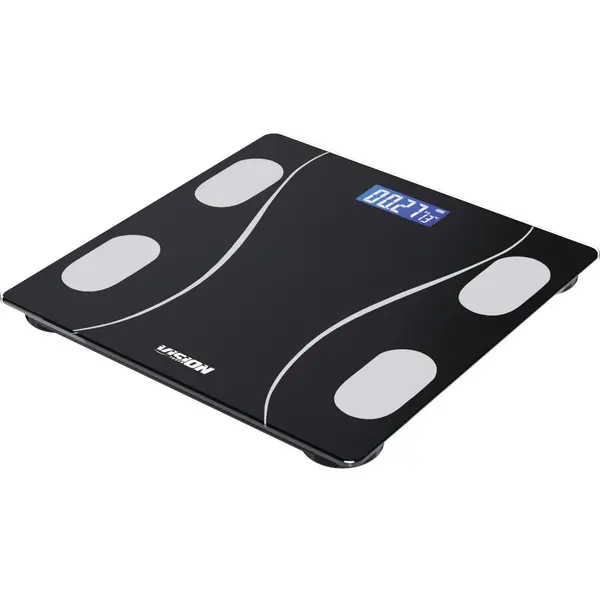 Cantar baie Vision Touch VCPS01SN, Electronic, 180Kg, Sticla Securizata, Negru