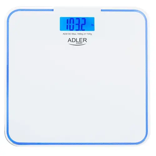 Cantar de baie Adler AD 8183, max 180 kg, 100g, Iluminare albastra (Alb)