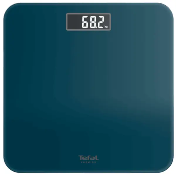 Cantar de baie electronic Tefal Premiss PP1806V0, 160 Kg, Ecran LCD, Sticla securizata, Albastru inchis