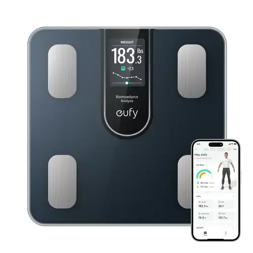 Cantar de baie eufy Smart Scale C20, Ecran color TFT 3.36inch, 16 masuratori corporale, max 180 kg (Negru)