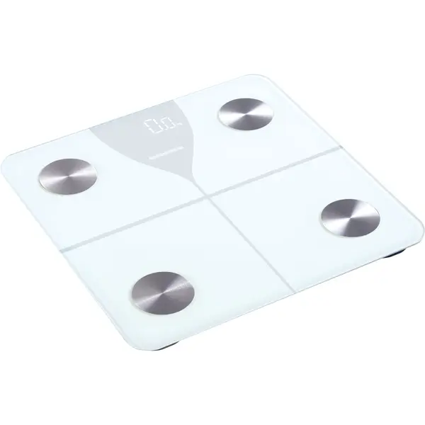 Cantar de baie Heinner Soft Rose 180 HBS-BTH180WH, 180 Kg, Display LED, Bluetooth, Sticla securizata, Alb