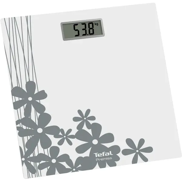 Cantar de baie Premiss PP1430V0, 150 KG, gradatii la 100 g, 31 x 31 cm, sticla, alb & argintiu