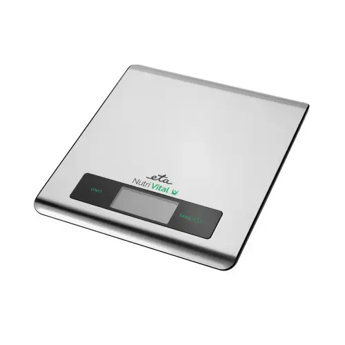Cantar de bucatarie ETA Nutri Vital Smart 0790 90000, 5 Kg, precizie 1 g, Tehnologie wireless, Otel inoxidabil (Argintiu)