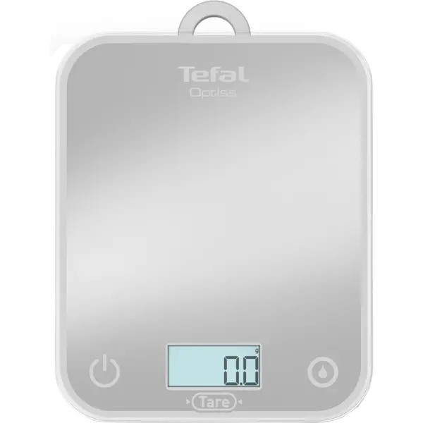 Cantar de bucatarie Tefal Optiss BC50U4V0, 5 kg, sticla securizata, functie Tara, cantarire a lichidelor, precizie 0.5g, afisaj LCD, carlig de agatat, gri