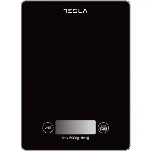 Cantar de bucatarie Tesla KS201B, 5kg, ecran LCD, functie Tara, Sticla (Negru)