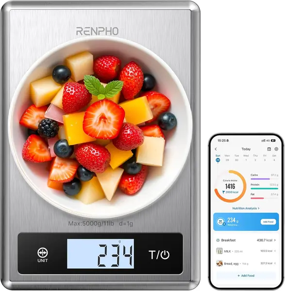 cantar smart digital nutritional de bucatarie renpho calibra 1 , bluetooth, calorii, dieta si fitness