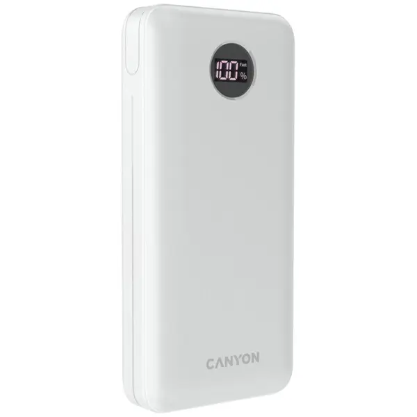 Canyon Acumulator Extern Canyon PB-2002, 20000 mAh, 2x USB-A, 1x USB Type-C, PD, 20W, Alb