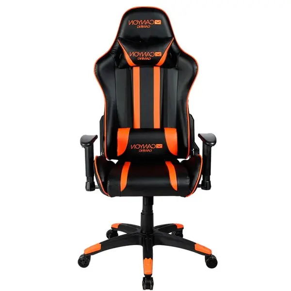 Canyon Scaun gaming, Canyon, perna pentru tetiera, perna de sprijin lombar, cotiere reglabile 2D, Negru-Portocaliu