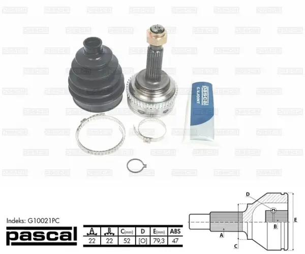 Cap planetara spre roata (22z 22z 52mm; ABS:47) CHEVROLET AVEO KALOS; DAEWOO KALOS 1.4 1.5 dupa 2002