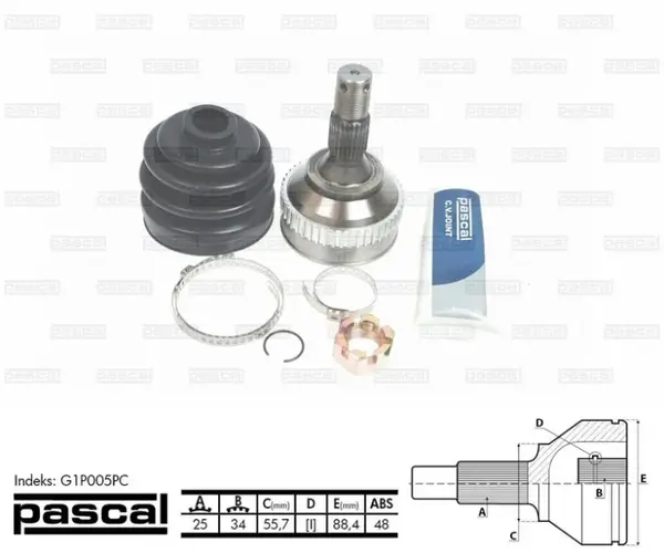 Cap planetara spre roata (25z 34z 55,7mm; ABS:48) CITROEN XANTIA; PEUGEOT 205 I, 205 II, 306, 309 I, 309 II, 405 I, 405 II 1.6-2.0D intre 1986-2003