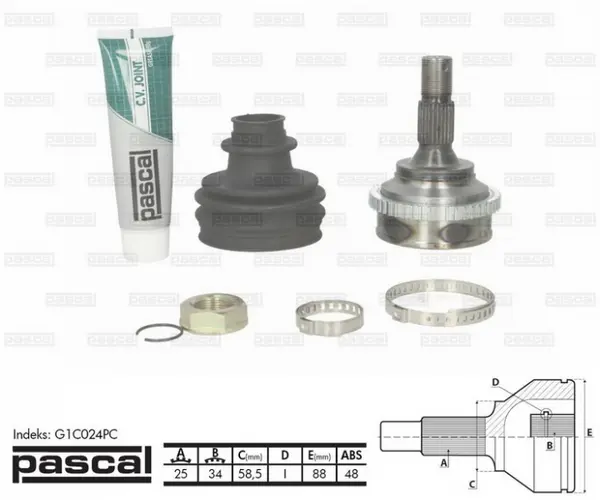 Cap planetara spre roata (25z 34z 58,5mm; ABS:48) CITROEN BERLINGO, C3 PICASSO, C4 II, DS4, XSARA PICASSO; PEUGEOT 207, 3008, 308, 308 I, 5008, PARTNER 1.4-2.0D dupa 2004