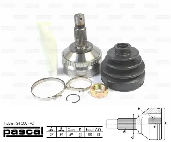 Cap planetara spre roata (27z 39z 59mm; ABS:48) CITROEN EVASION, JUMPY; FIAT SCUDO, ULYSSE; LANCIA ZETA; PEUGEOT 806, EXPERT 1.9D 2.0 2.1D intre 1994-2006