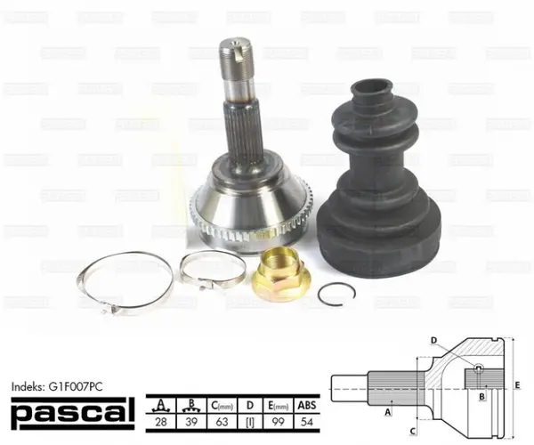 Cap planetara spre roata (28z 39z 63mm; ABS:54) CITROEN JUMPER; FIAT DUCATO; PEUGEOT BOXER 1.9D-2.8D dupa 1994
