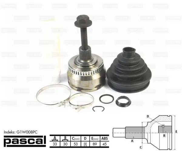 Cap planetara spre roata (33z 30z 53mm; ABS:45) AUDI A4, A6; SKODA SUPERB I; VW PASSAT 1.6-2.3 intre 1994-2008