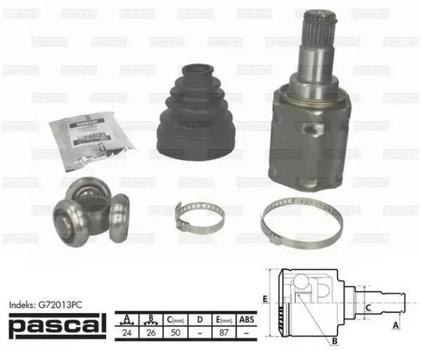 Cap planetara stanga spre cutia de viteze (24z 26z 50mm) TOYOTA AVENSIS 2.0 2.0D intre 2003-2008