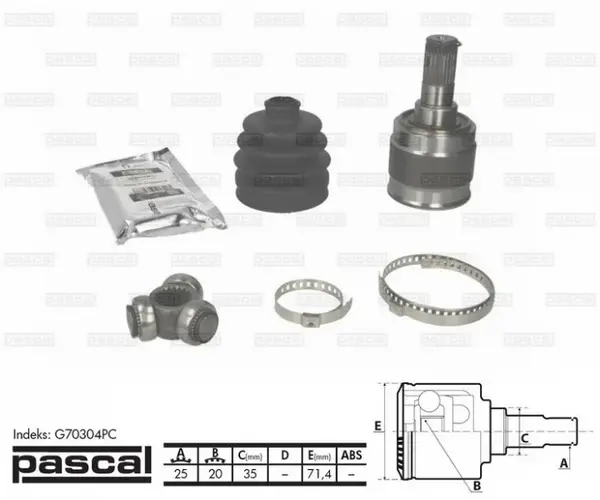 Cap planetara stanga spre cutia de viteze (25z 20z 35mm) KIA PICANTO 1.0 1.1 1.1D dupa 2004