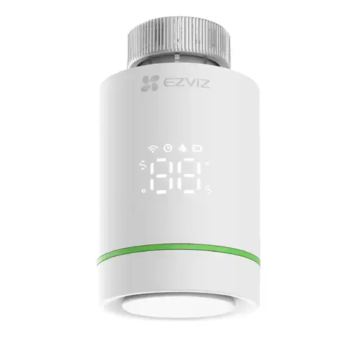 Cap termostatic inteligent Ezviz T55, pentru calorifer, cu conexiune Zigbee, distanta de comunicare in mediu deschis de 100 m