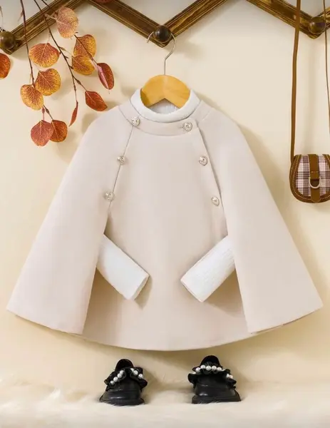Capa neagra eleganta din stofa pentru fete - Emily