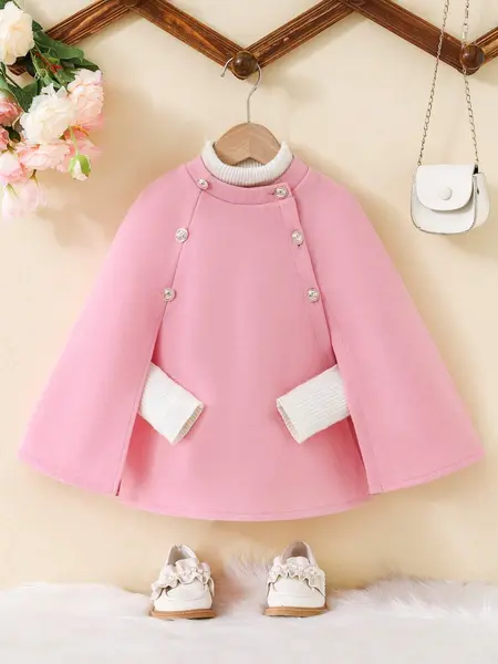 Capa neagra eleganta din stofa pentru fete - Emily