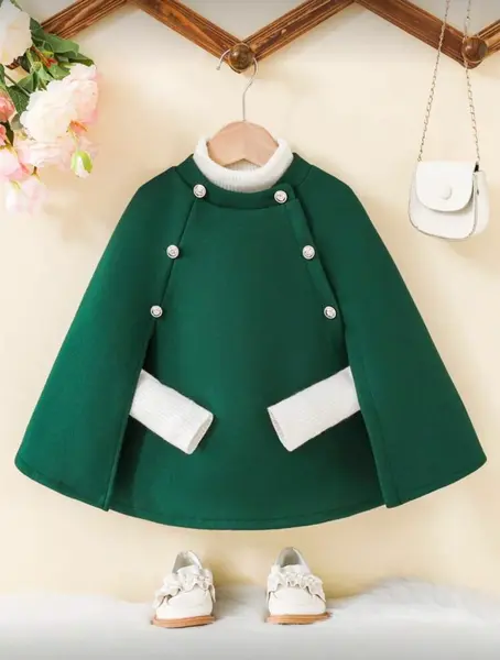 Capa neagra eleganta din stofa pentru fete - Emily