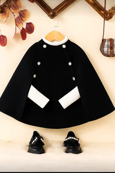 Capa roz eleganta din stofa pentru fete - Emily