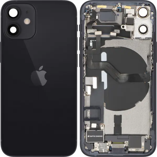 Capac Baterie Apple iPhone 12 mini, Cu Carcasa Mijloc, Full Parts, Negru, Swap