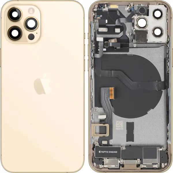 Capac Baterie Apple iPhone 12 Pro, Cu Carcasa Mijloc, Full Parts, Auriu, Swap