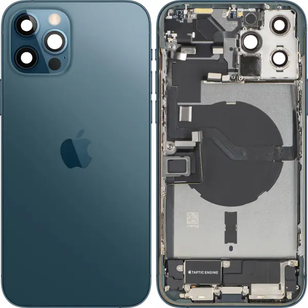Capac Baterie Apple iPhone 12 Pro Max, Cu Carcasa Mijloc, Full Parts, Albastru (Pacific Blue), Swap
