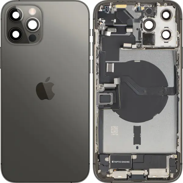 Capac Baterie Apple iPhone 12 Pro Max, Cu Carcasa Mijloc, Full Parts, Gri (Graphite), Swap