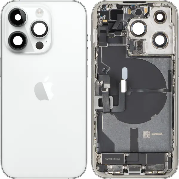 Capac Baterie Apple iPhone 14 Pro, Cu Carcasa Mijloc, Full Parts, Argintiu, Swap
