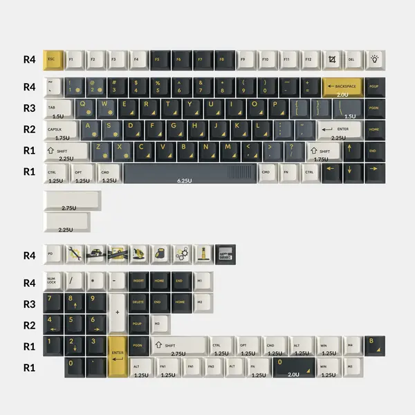 Capace pentru tastatură mecanică Keychron - PBT-113 Retro Garage, PBT, profil Cherry