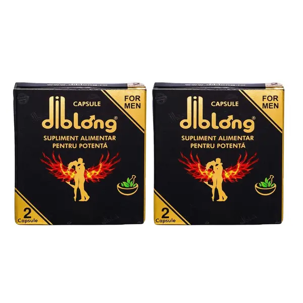 Capsule Diblong Ginseng - supliment alimentar pentru bărbați, sub formă de capsule, cu plante care susțin sănătatea sexuală și funcția erectilă, 2 cutii x 2 buc