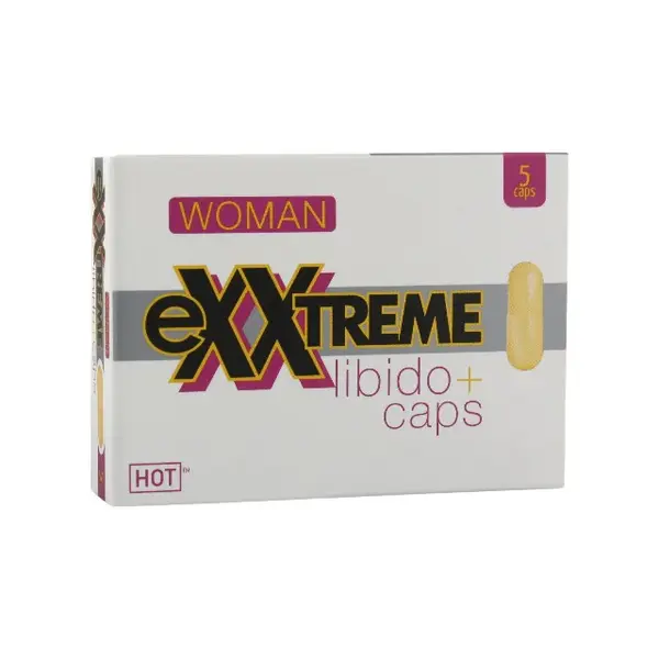 Capsule HOT Exxtreme Libido Caps, pentru creșterea libidoului feminin, cu vitamina B3 și acid folic, 5 buc