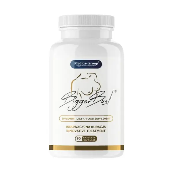 Capsule MEDICA-GROUP Bigger Bust, pentru mărirea și fermitatea sânilor, cu extract de trifoi roșu, 90 bucăți