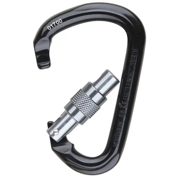 Carabiniera din aluminiu Vertiqual Tour, culoarea negru, 24 kN, 86g, 114 73 mm Vertiqual, NEGRU