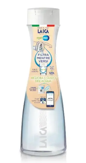 Carafa din sticla Laica GlaSSmart, 1.1 L, Indicator Eco de schimbare filtru (Transparent)