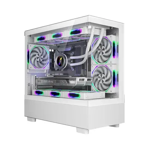 Carcasa 1STPLAYER MI5, Mid Tower, ARGB, Tempered Glass, Sloturi Expansiune 4 (Alb)