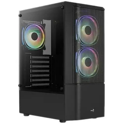 Carcasa Aerocool Quantum Mesh V3, Middle Tower, Tempered glass, iluminare ARGB (Negru)